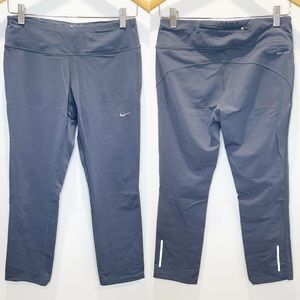 Nike Dri-Fit Dark Grey/Blue Solid Athletic Activewear Capri Length Leggings